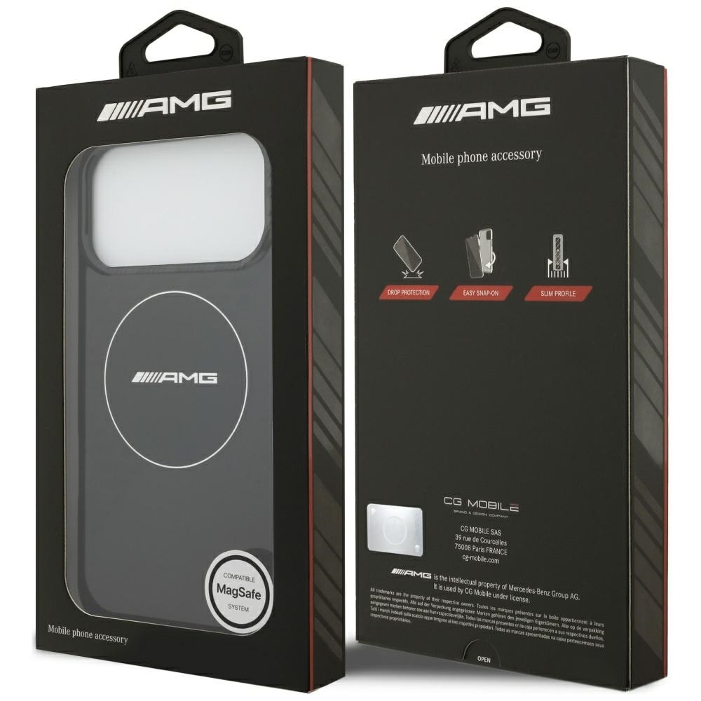 AMG dobbeltlags gennemsigtigt smocket MagSafe-etui til iPhone 17 Pro Max – sort