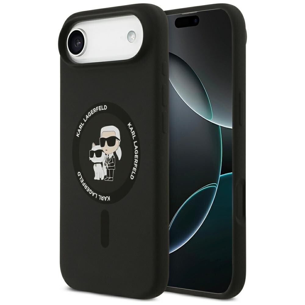 Karl Lagerfeld silikone-etui med Karl&Choupette-ring og MagSafe til iPhone 17 Air – sort