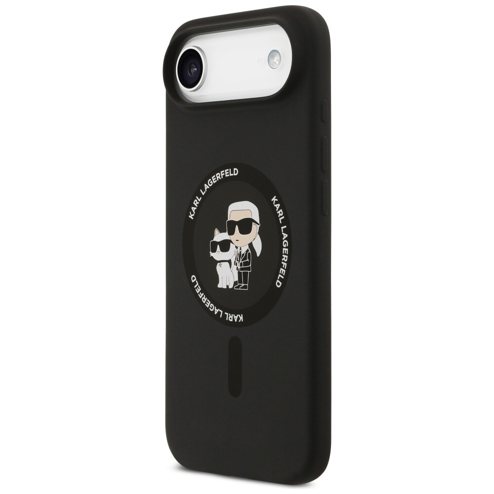 Karl Lagerfeld silikone-etui med Karl&Choupette-ring og MagSafe til iPhone 17 Air – sort
