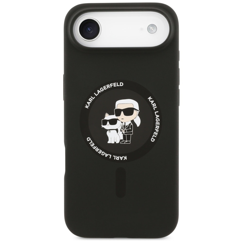 Karl Lagerfeld silikone-etui med Karl&Choupette-ring og MagSafe til iPhone 17 Air – sort