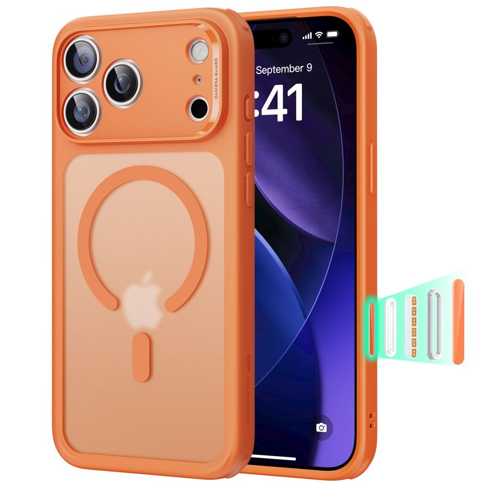 ESR Classic Hybrid MagSafe-fodral för iPhone 17 Pro Max – klar orange
