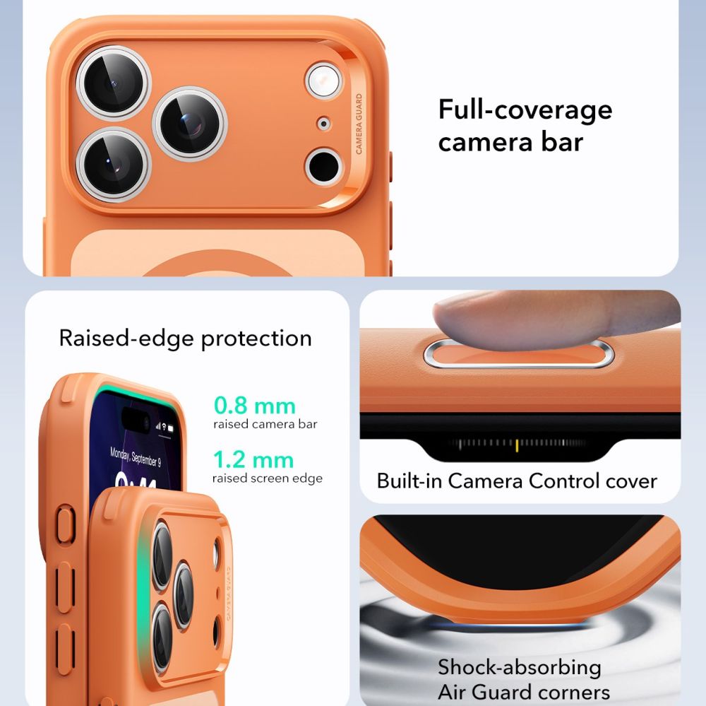ESR Classic Hybrid MagSafe-etui til iPhone 17 Pro Max – klar orange