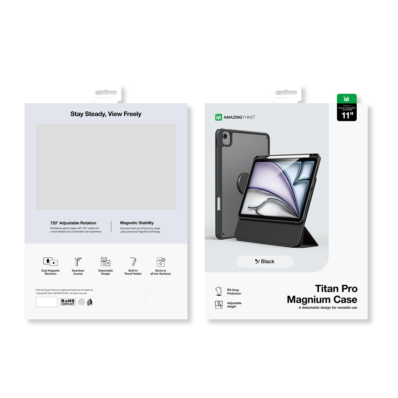 AmazingThing Titan Pro Mag-etui til iPad Air 11" M2/M3/M4 (2024/2025/2026) – sort