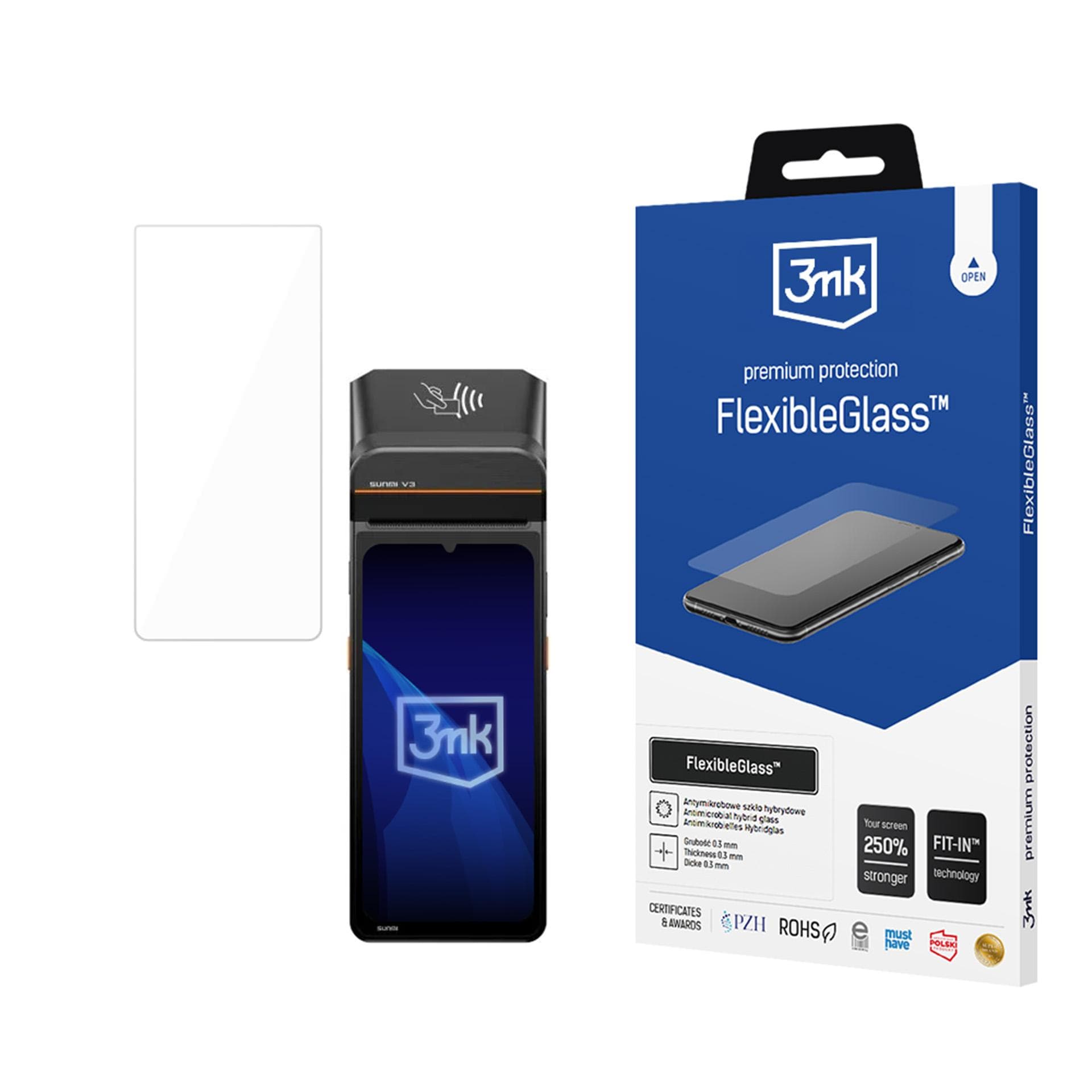 3mk FlexibleGlass™-hybridglas på SUNMI V3
