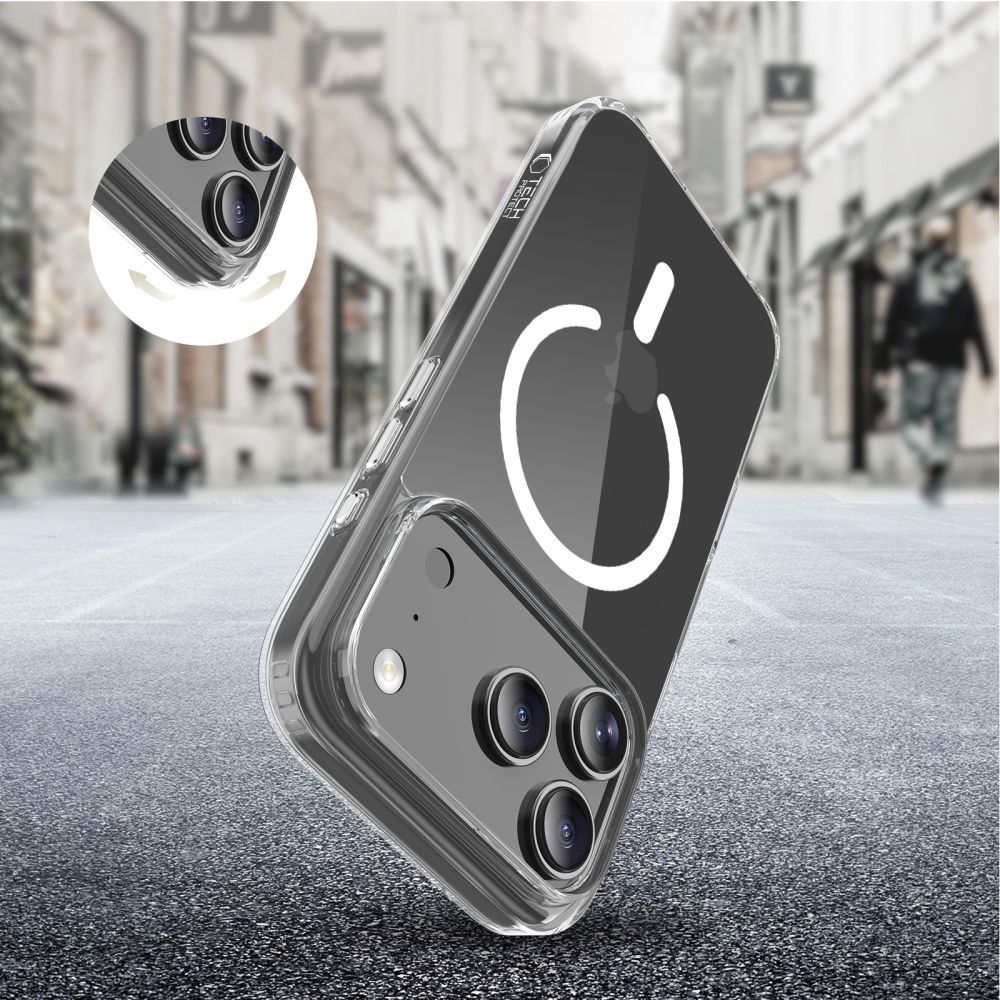 Tech-Protect Flexair Hybrid CC MagSafe-fodral för iPhone 17 Pro – genomskinligt