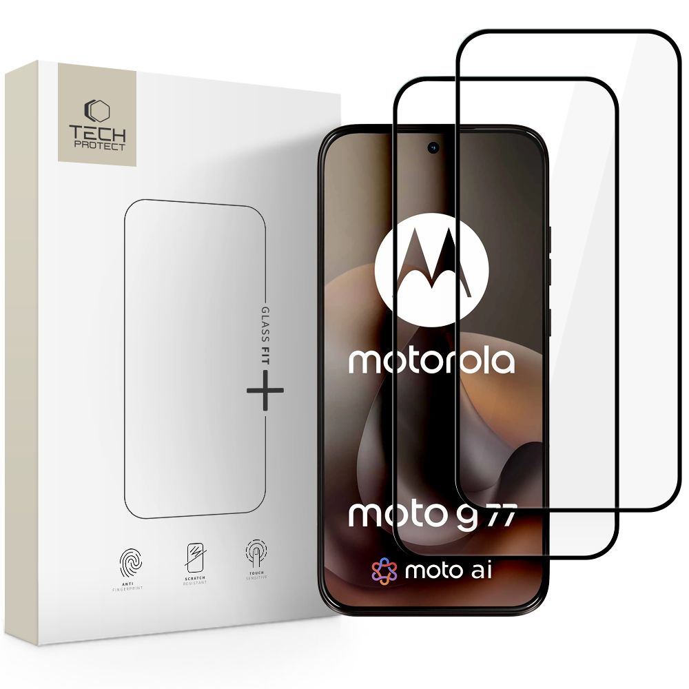 Tech-Protect Glass Fit+ 2-pack härdat glas till Motorola Moto G67 / G77 – Svart