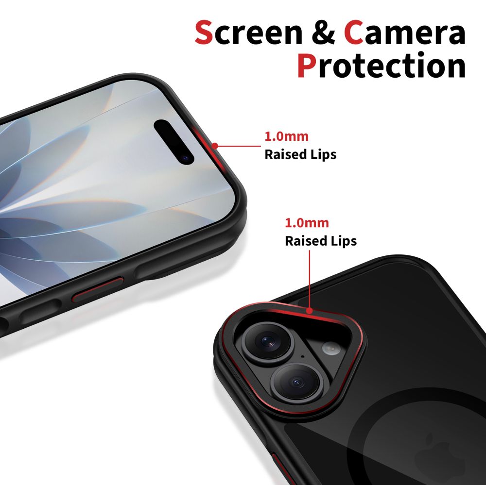 Tech-Protect MagHybrid MagSafe-fodral för iPhone 17 – svart och rött