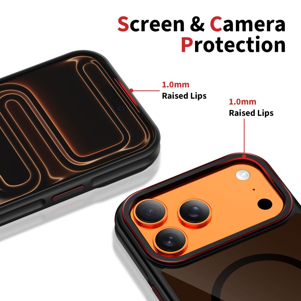 Tech-Protect MagHybrid MagSafe-fodral för iPhone 17 Pro Max – svart och rött