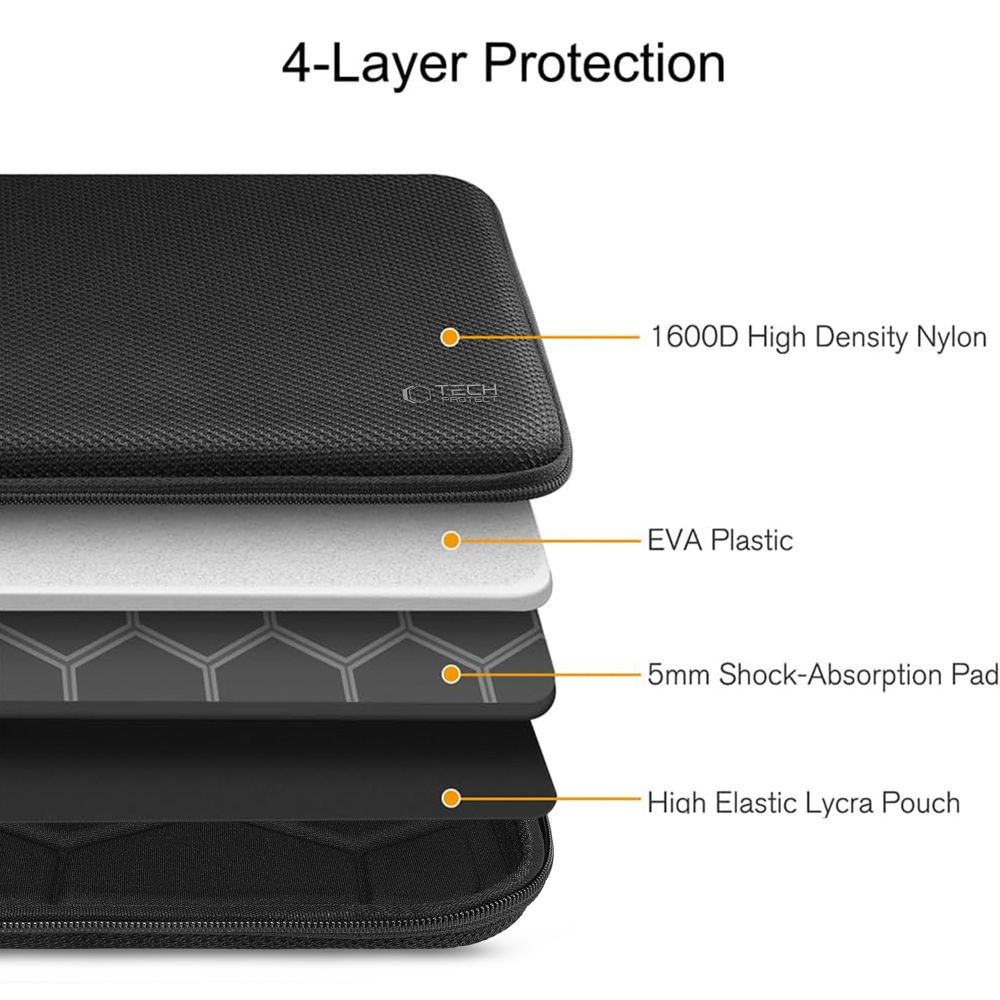 Tech-Protect Hardpouch-etui til bærbar computer (15-16) – Sort