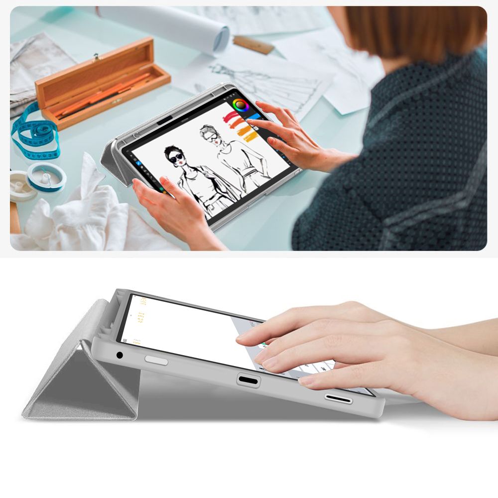 Tech-Protect SmartCase penneetui til Galaxy Tab S9 11" / S9 FE / S10 FE / S10 Lite 10,9 – Grå