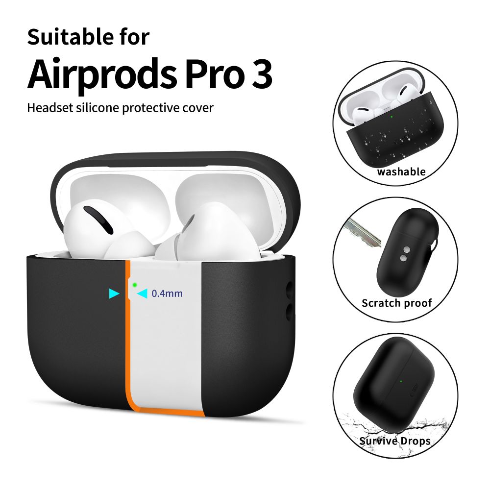 Tech-Protect silikonfodral för AirPods Pro 3 – Svart