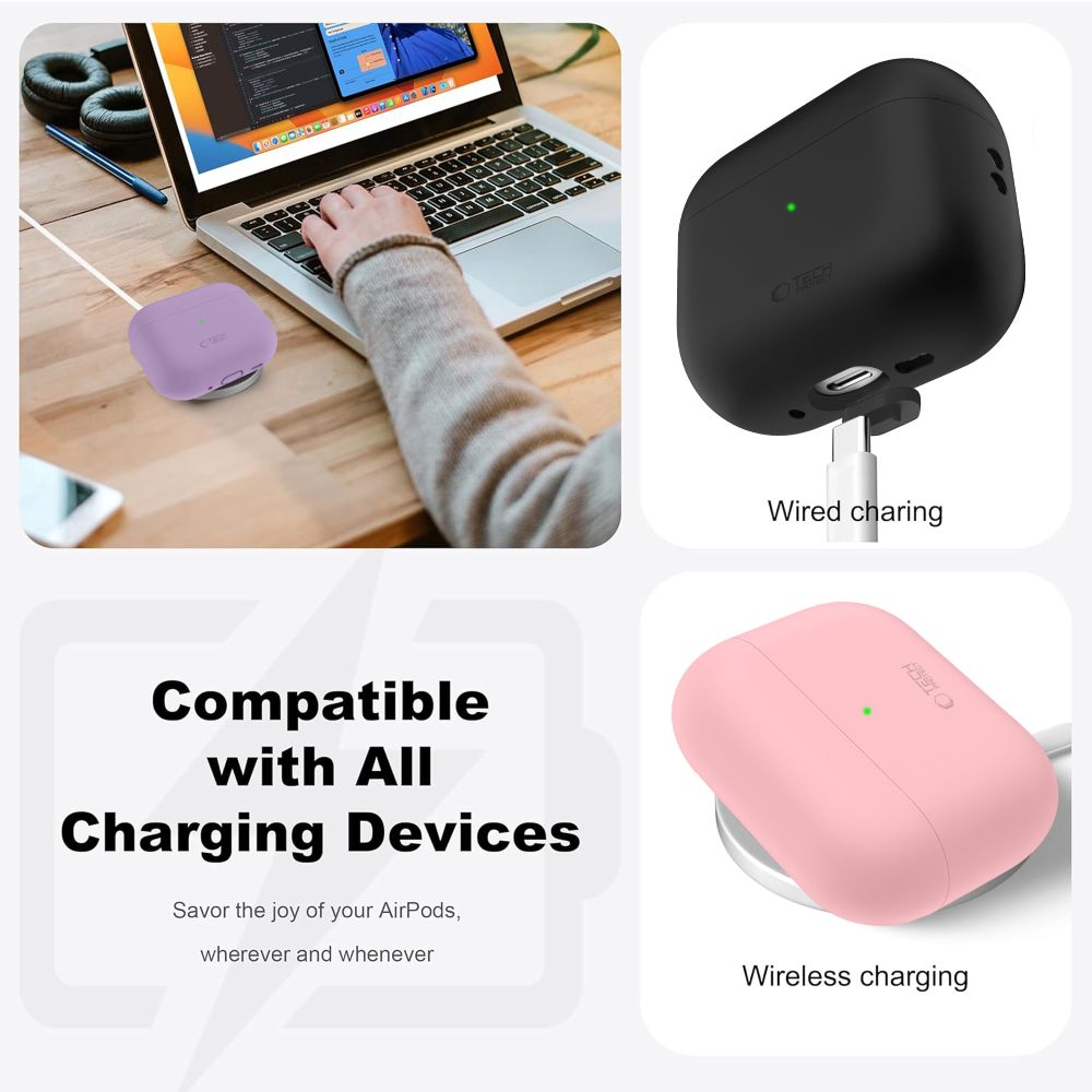 Tech-Protect silikonfodral för AirPods Pro 3 – Svart