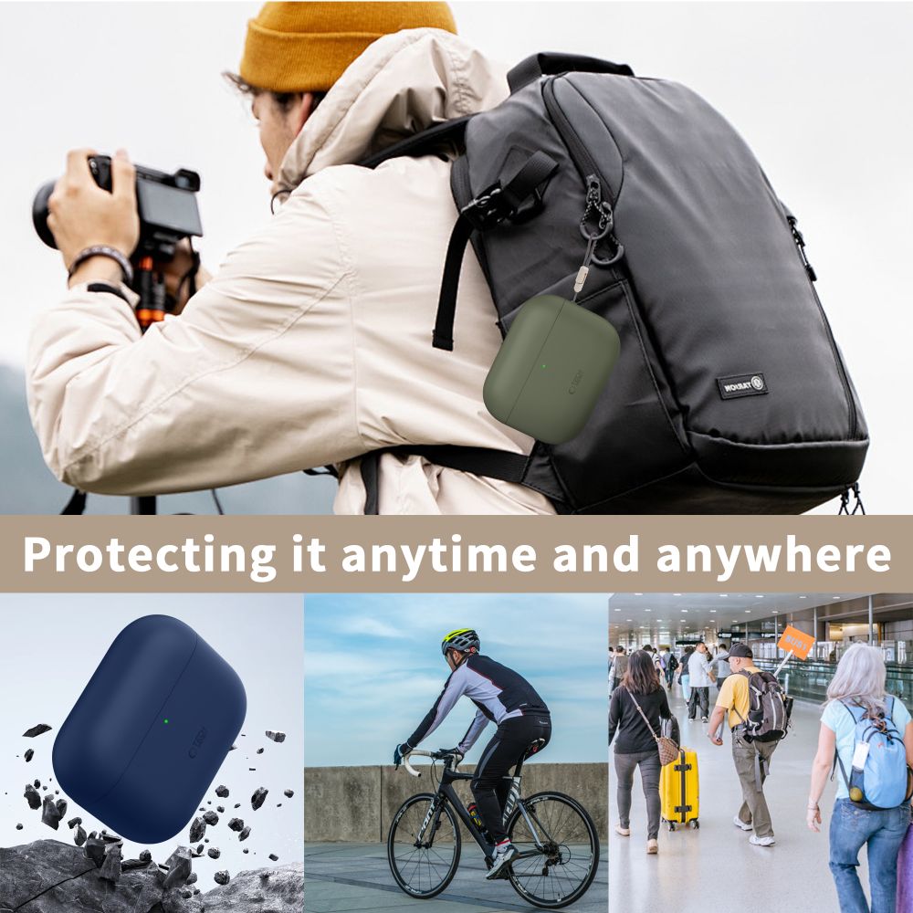 Tech-Protect silikoneetui til AirPods Pro 3 – marineblå