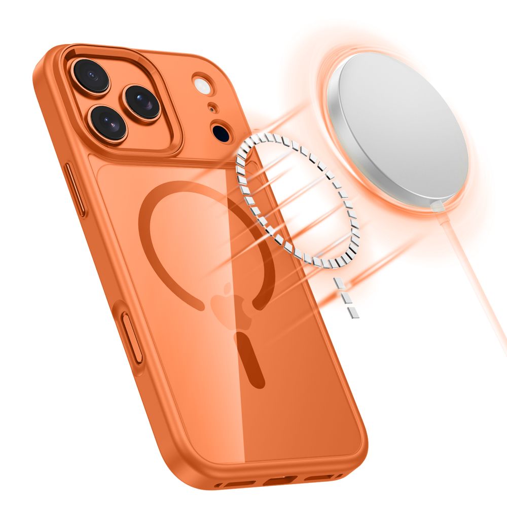 Tech-Protect MagMat MagSafe-etui til iPhone 17 Pro – gennemsigtig orange
