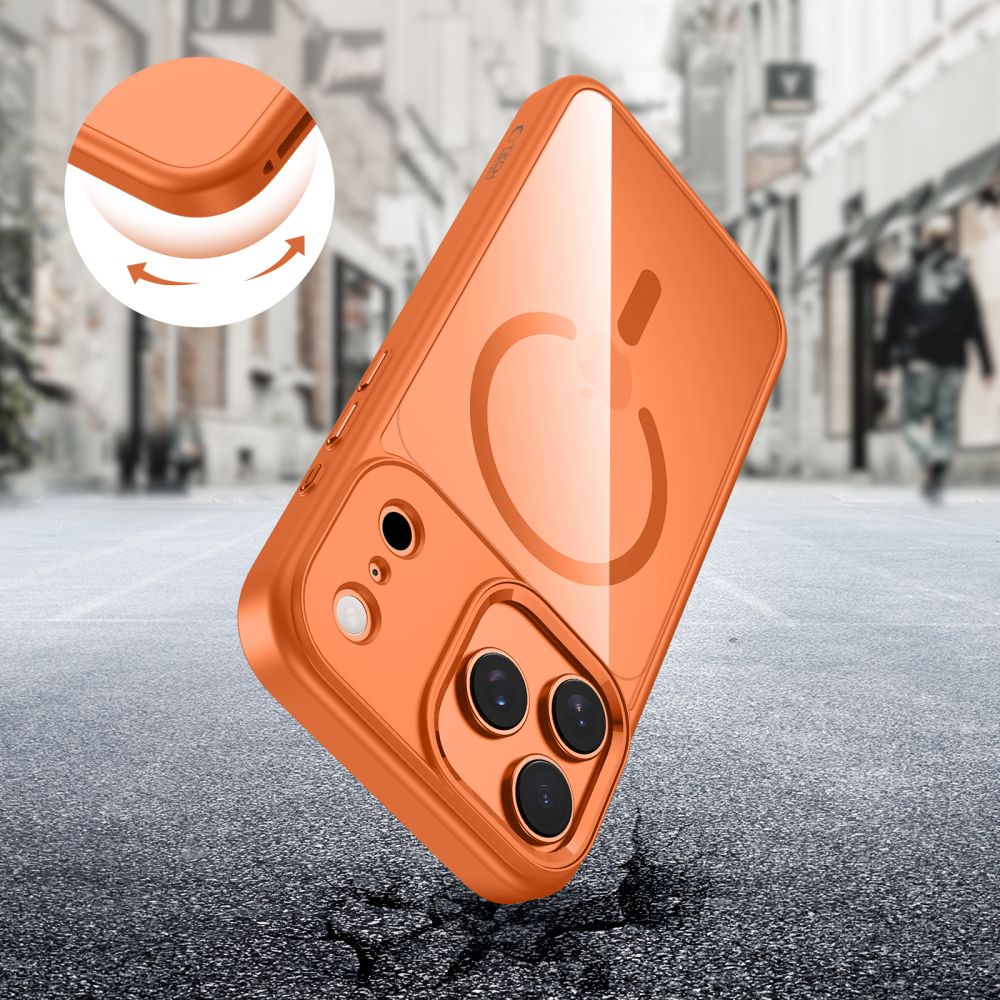 Tech-Protect MagMat MagSafe-etui til iPhone 17 Pro – gennemsigtig orange
