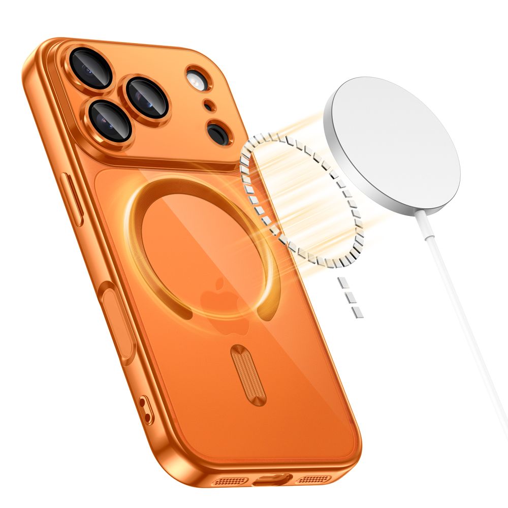 Tech-Protect MagFlex MagSafe-etui til iPhone 17 Pro – gennemsigtig orange