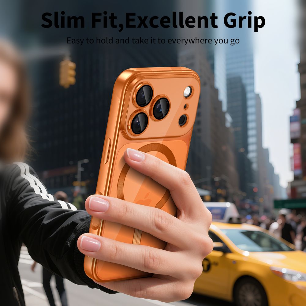 Tech-Protect MagFlex MagSafe-etui til iPhone 17 Pro – gennemsigtig orange