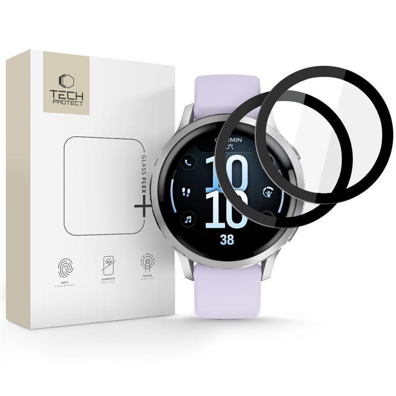 Tech-Protect Glass Flex+ 2-pack för Garmin Venu 4 41 mm – svart