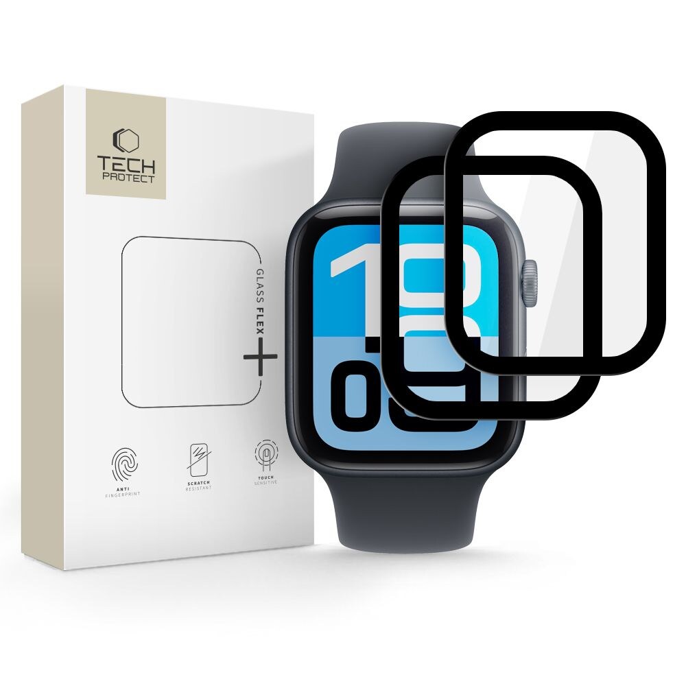 Tech-Protect Glass Flex+ 2-pack för Apple Watch 44 mm – svart