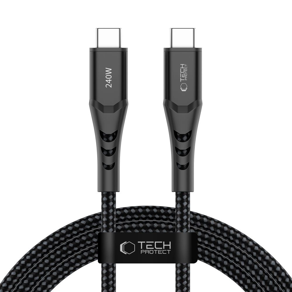 Tech-Protect Ultraboost UB11T USB-C / USB-C PD 240 W / QC3.0-kabel 200 cm – Svart
