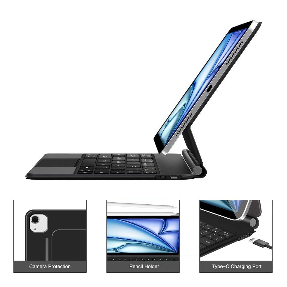 Tech-Protect Smartcase Magnet m/tastatur til iPad Air 10,9” (2020/2022) / 11” (2024-2026) – Sort