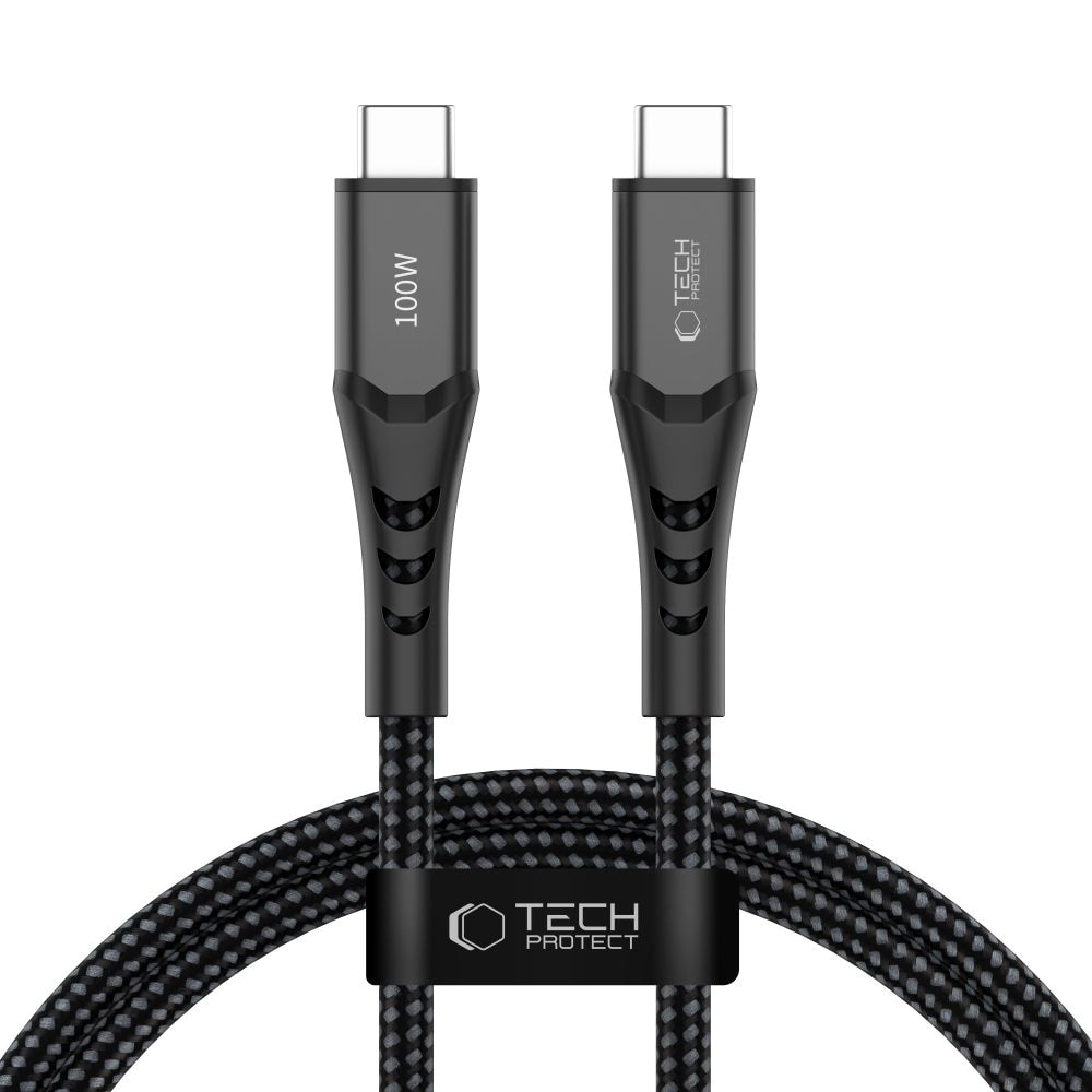 Tech-Protect Ultraboost UB11T USB-C / USB-C PD 100 W / QC3.0-kabel 100 cm – Svart