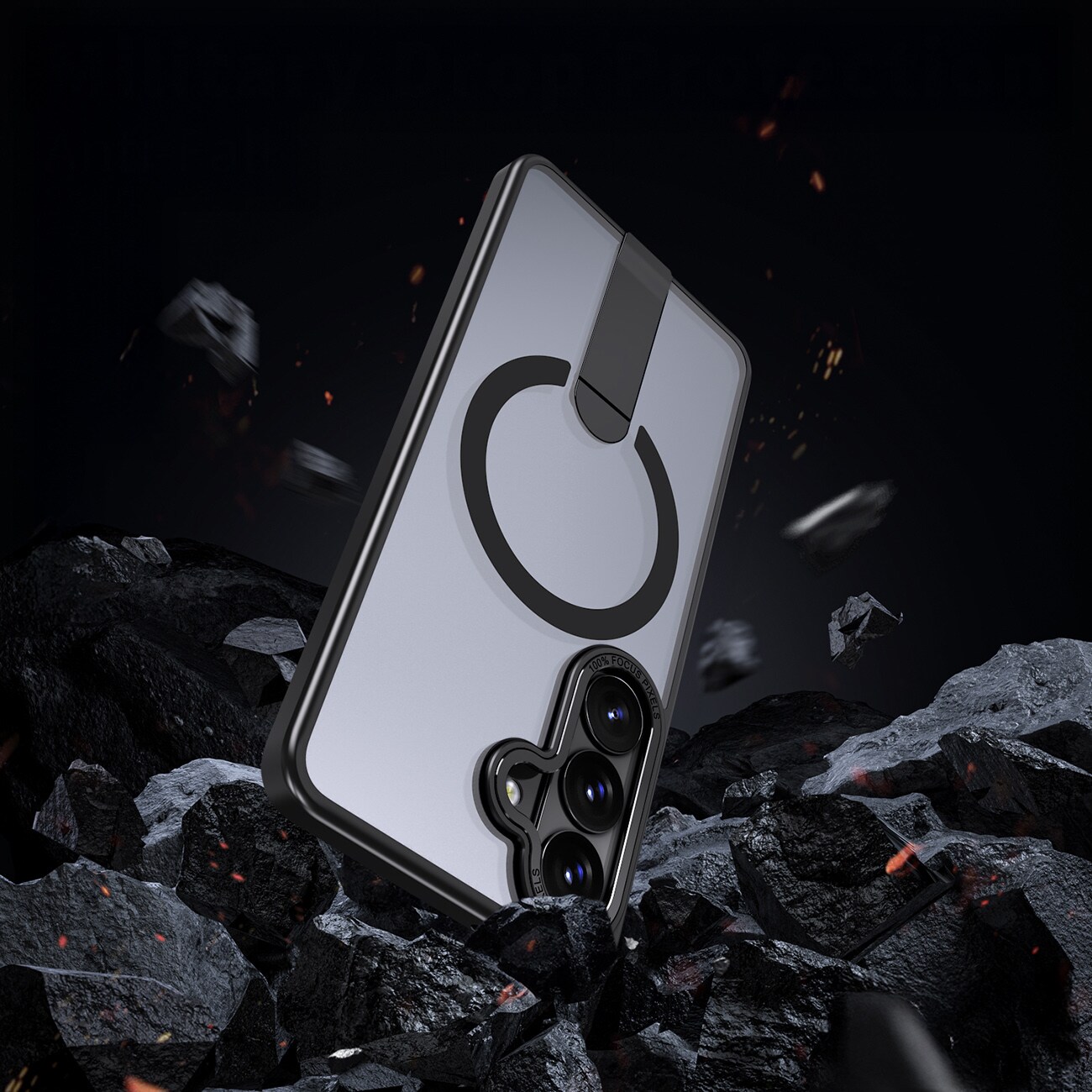 Hybrid Armor X-etui til Samsung Galaxy A57 med stativ, kompatibelt med MagSafe – sort