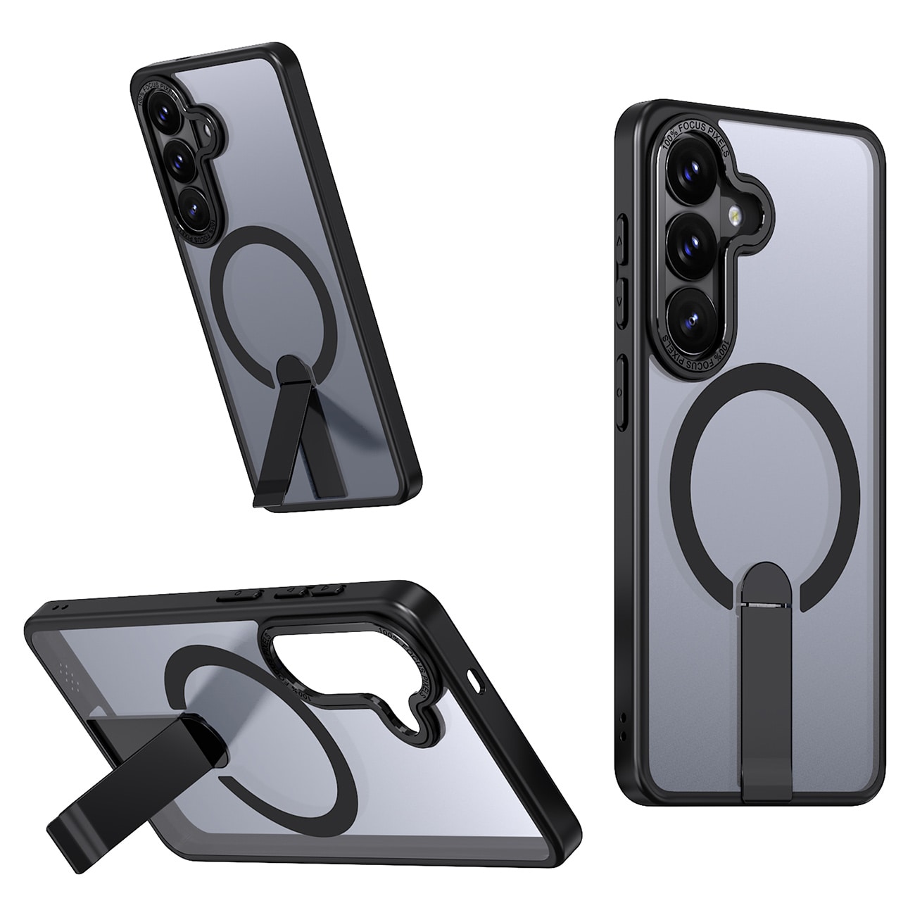 Hybrid Armor X-fodral för Samsung Galaxy A36 / A37 med stativ, kompatibelt med MagSafe – Svart
