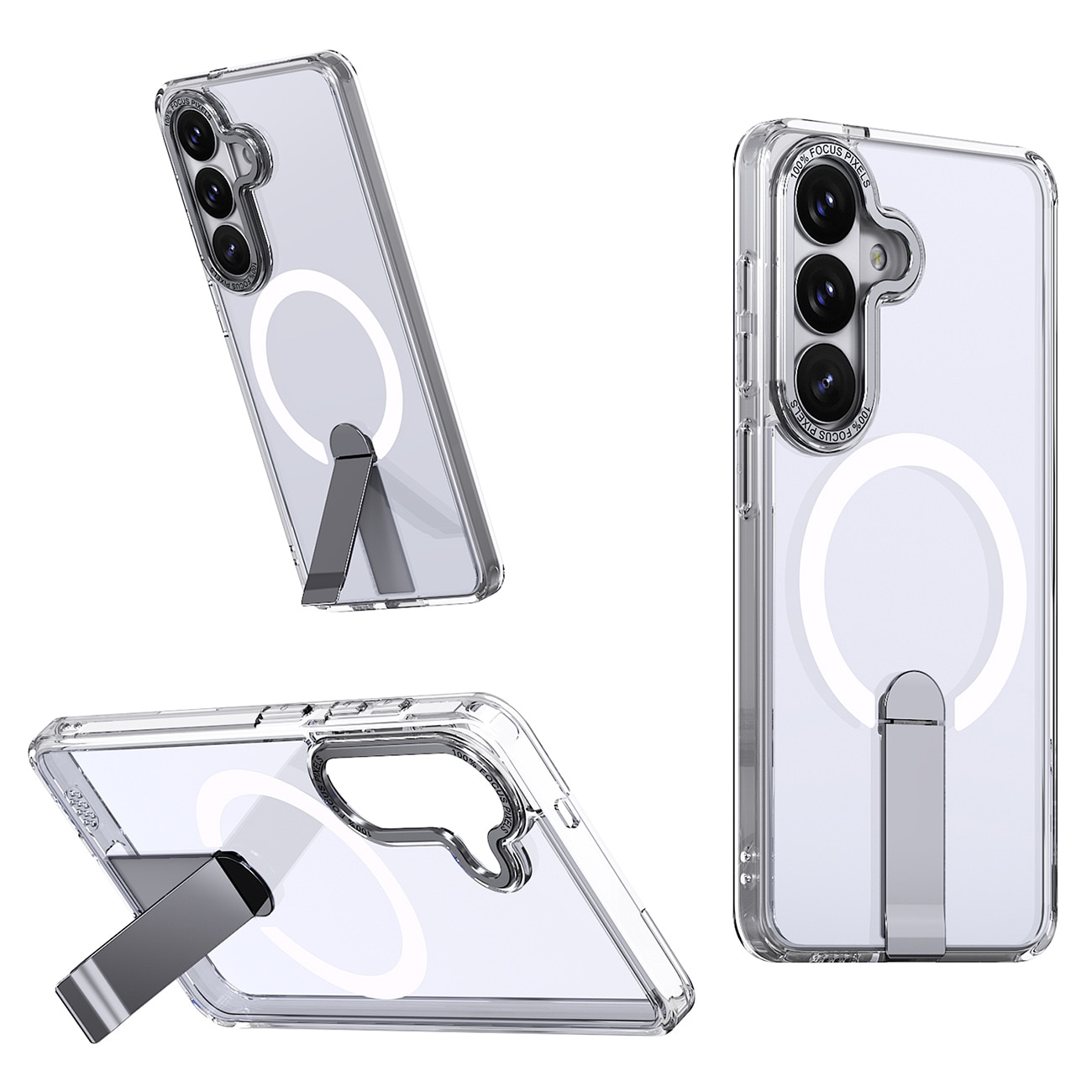Hybrid Armor X-fodral för Samsung Galaxy A57 med stativ, kompatibelt med MagSafe – genomskinligt