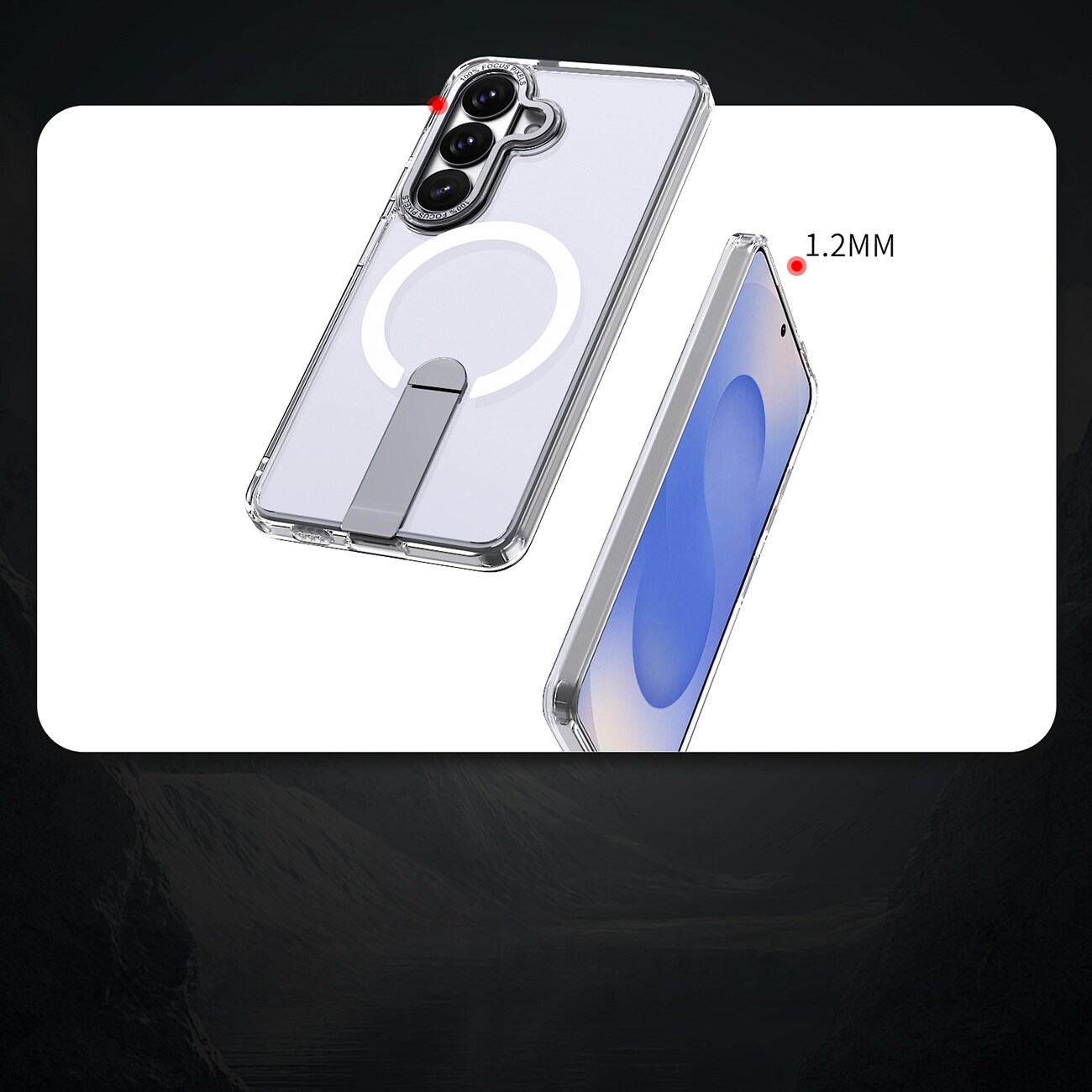 Hybrid Armor X-etui til Samsung Galaxy A57 med stativ, kompatibelt med MagSafe – gennemsigtigt