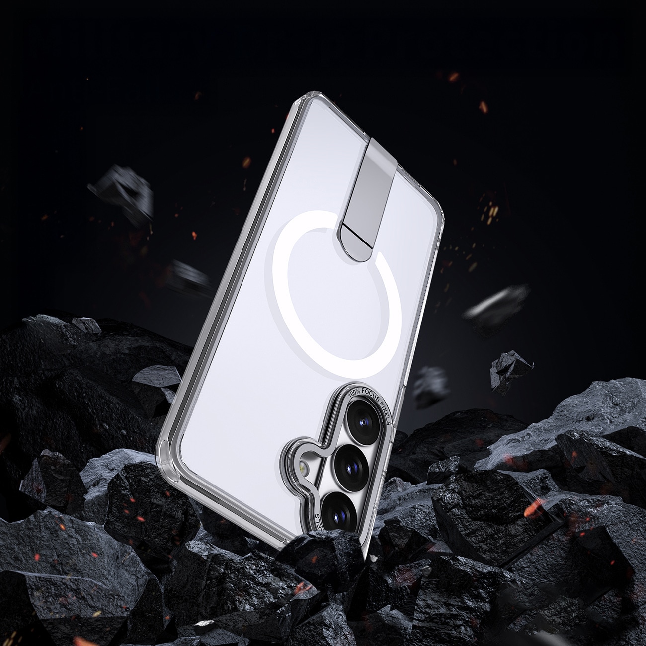 Hybrid Armor X-etui til Samsung Galaxy A36 / A37 med stativ, kompatibelt med MagSafe – gennemsigtigt