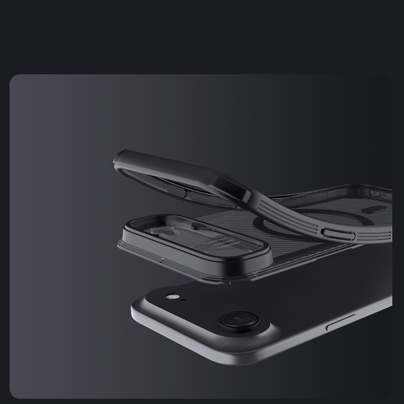 Nillkin CamShield Pro MagSafe-kompatibelt etui til iPhone 17 Air – gennemsigtig sort