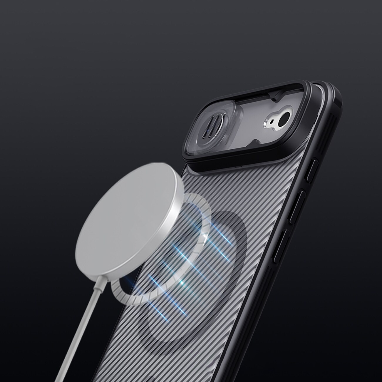 Nillkin CamShield Pro MagSafe-kompatibelt etui til iPhone 17 Air – gennemsigtig sort