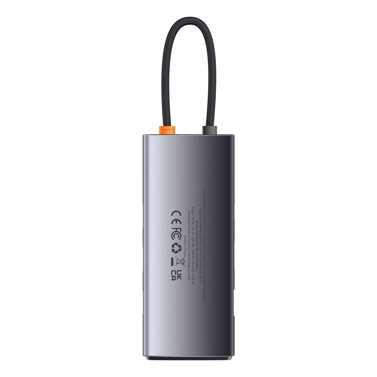 Baseus Metal Gleam HUB 7-i-1 USB-C dockningsstation – HDMI/VGA/3x USB 3.2 Gen1/PD/RJ-45, grå
