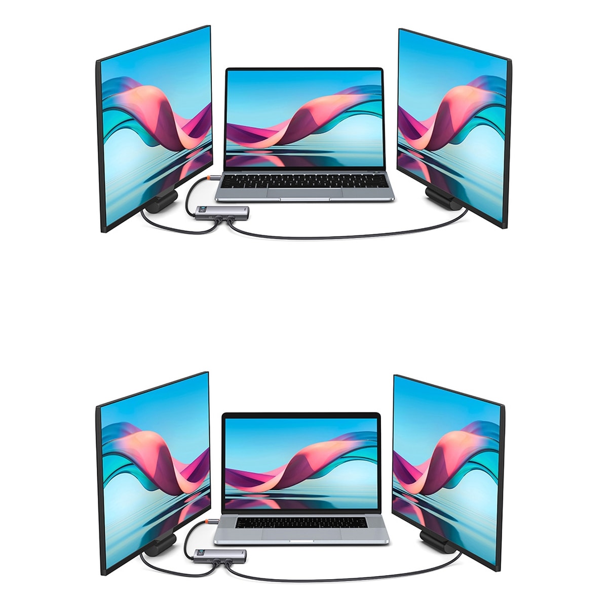 Baseus Metal Gleam HUB 7-i-1 USB-C dockningsstation – HDMI/VGA/3x USB 3.2 Gen1/PD/RJ-45, grå