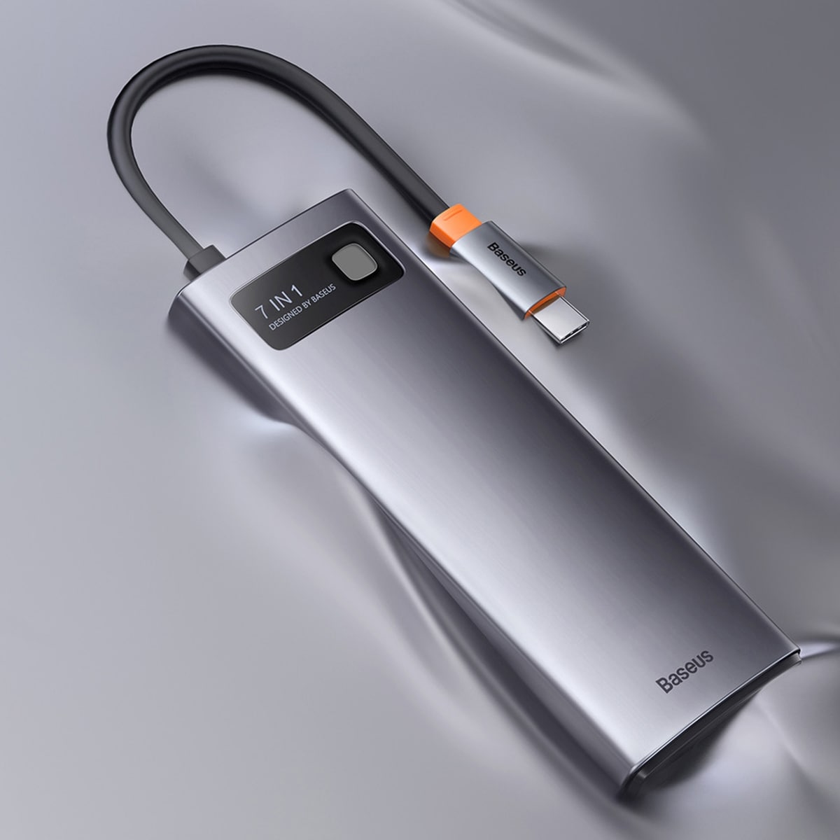 Baseus Metal Gleam HUB 7-i-1 USB-C dockningsstation – HDMI/VGA/3x USB 3.2 Gen1/PD/RJ-45, grå