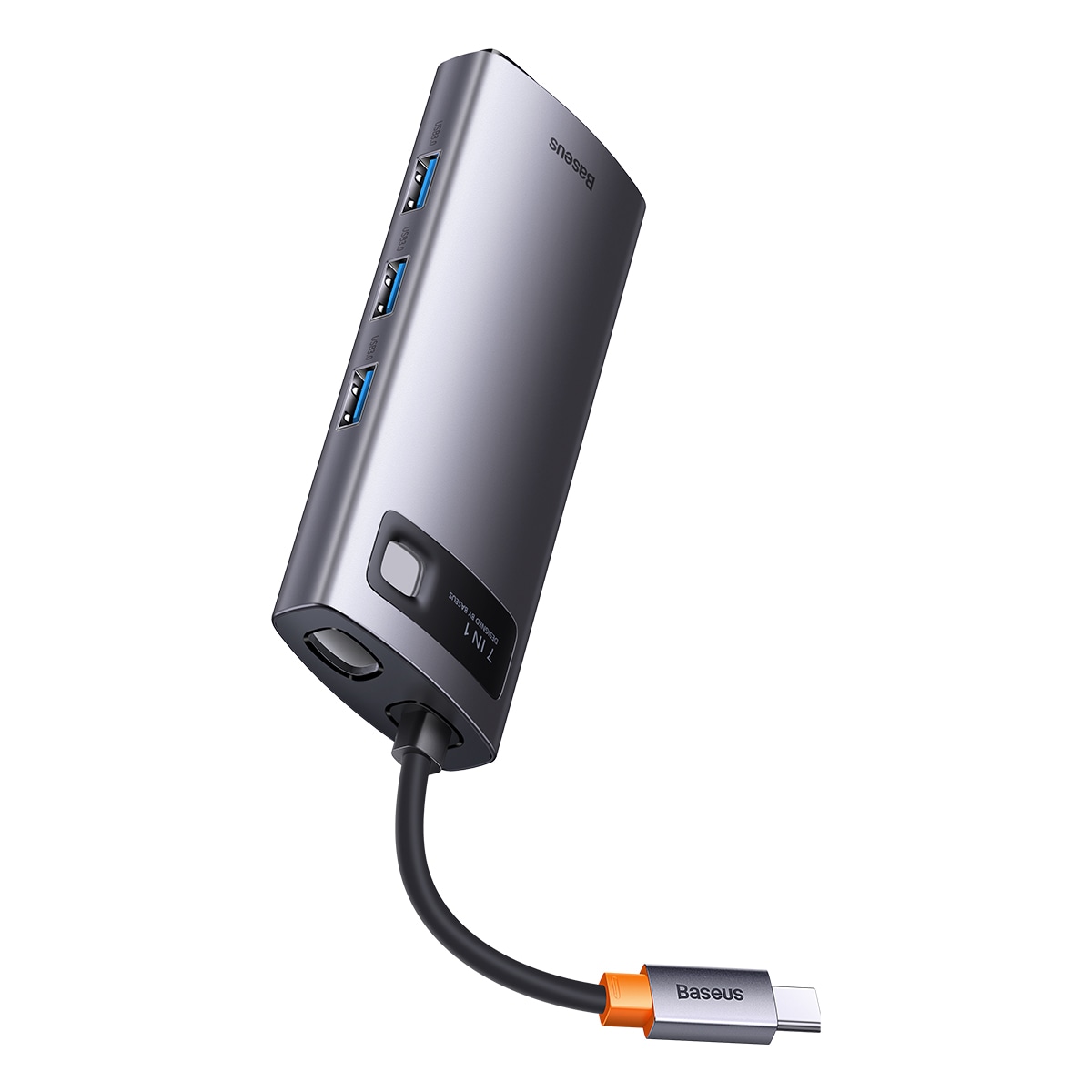 Baseus Metal Gleam HUB 7-i-1 USB-C dockningsstation – HDMI/VGA/3x USB 3.2 Gen1/PD/RJ-45, grå
