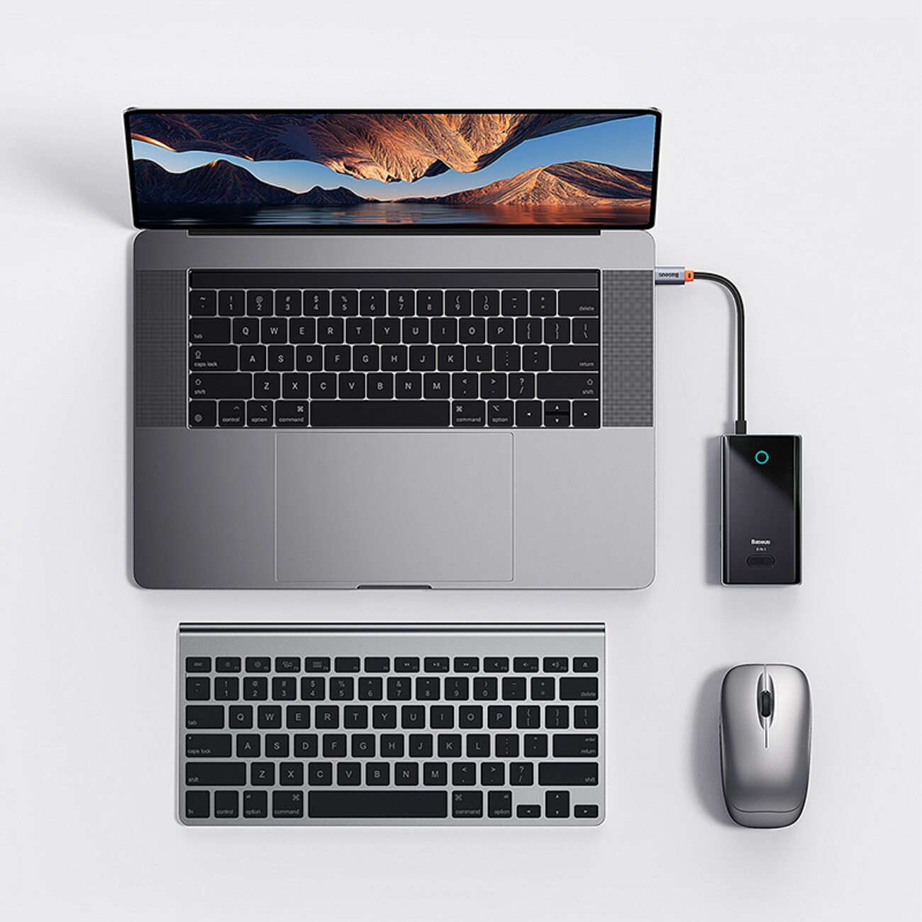 Baseus PioneerJoy 4xUSB-A 3.0 USB-C-hubb – grå
