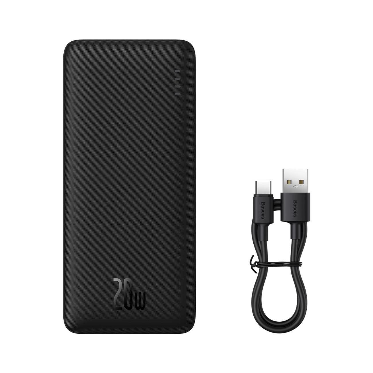 Baseus Airpow snabbladdningsbar powerbank, 20 W, 30 000 mAh, med USB-C – USB-C-kabel, 30 cm – svart