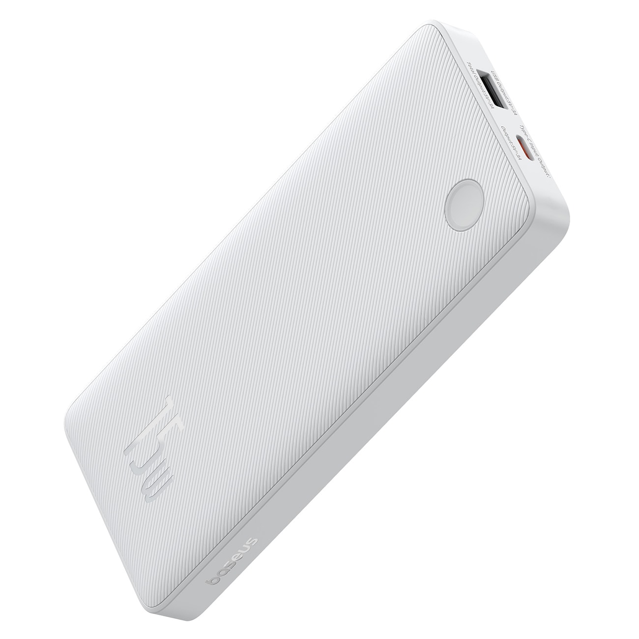Baseus Airpow Lite 10 000 mAh 15 W powerbank med Baseus Simple USB-A–USB-C-kabel (30 cm) – vit
