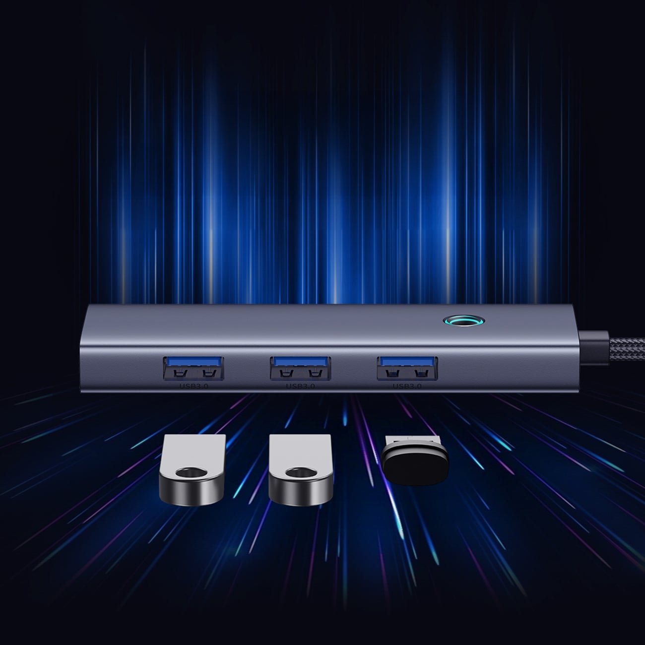 Baseus UltraJoy-serien 5-i-1-hubb USB-C till 1x HDMI 4K@30Hz + 4 x USB-A 3.0 – grå