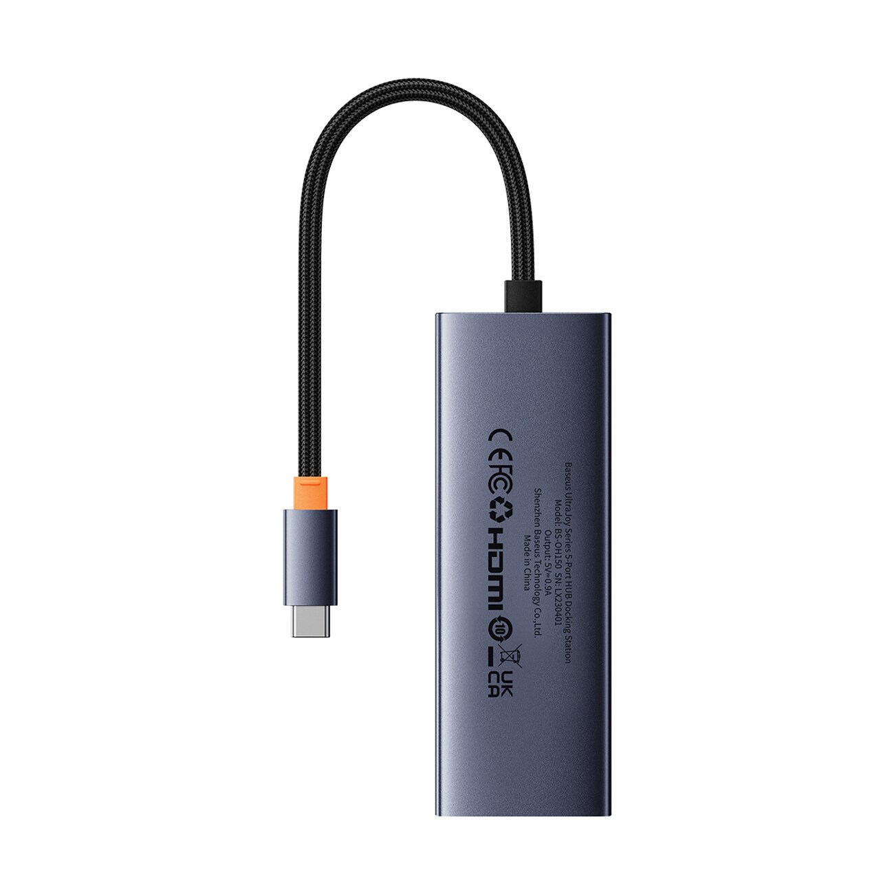 Baseus UltraJoy-serien 5-i-1-hubb USB-C till 1x HDMI 4K@30Hz + 4 x USB-A 3.0 – grå