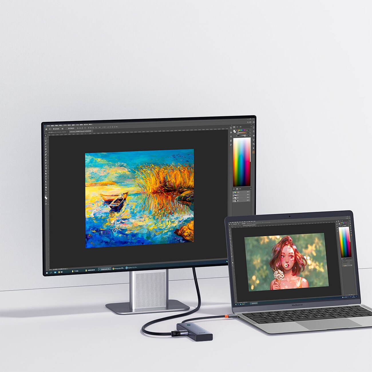 Baseus UltraJoy-serien 5-i-1-hubb USB-C till 1x HDMI 4K@30Hz + 4 x USB-A 3.0 – grå