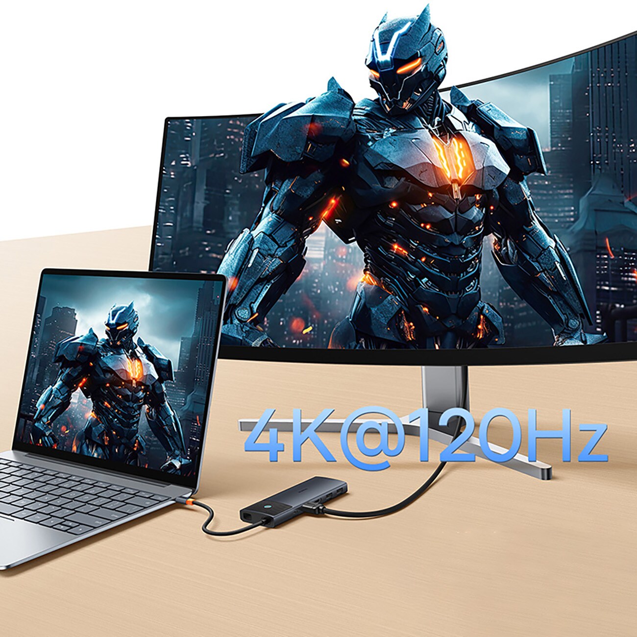 Baseus Metal Gleam II 10-i-1 HDMI, USB-A, USB-C, RJ45, SD/TF-hub – grå