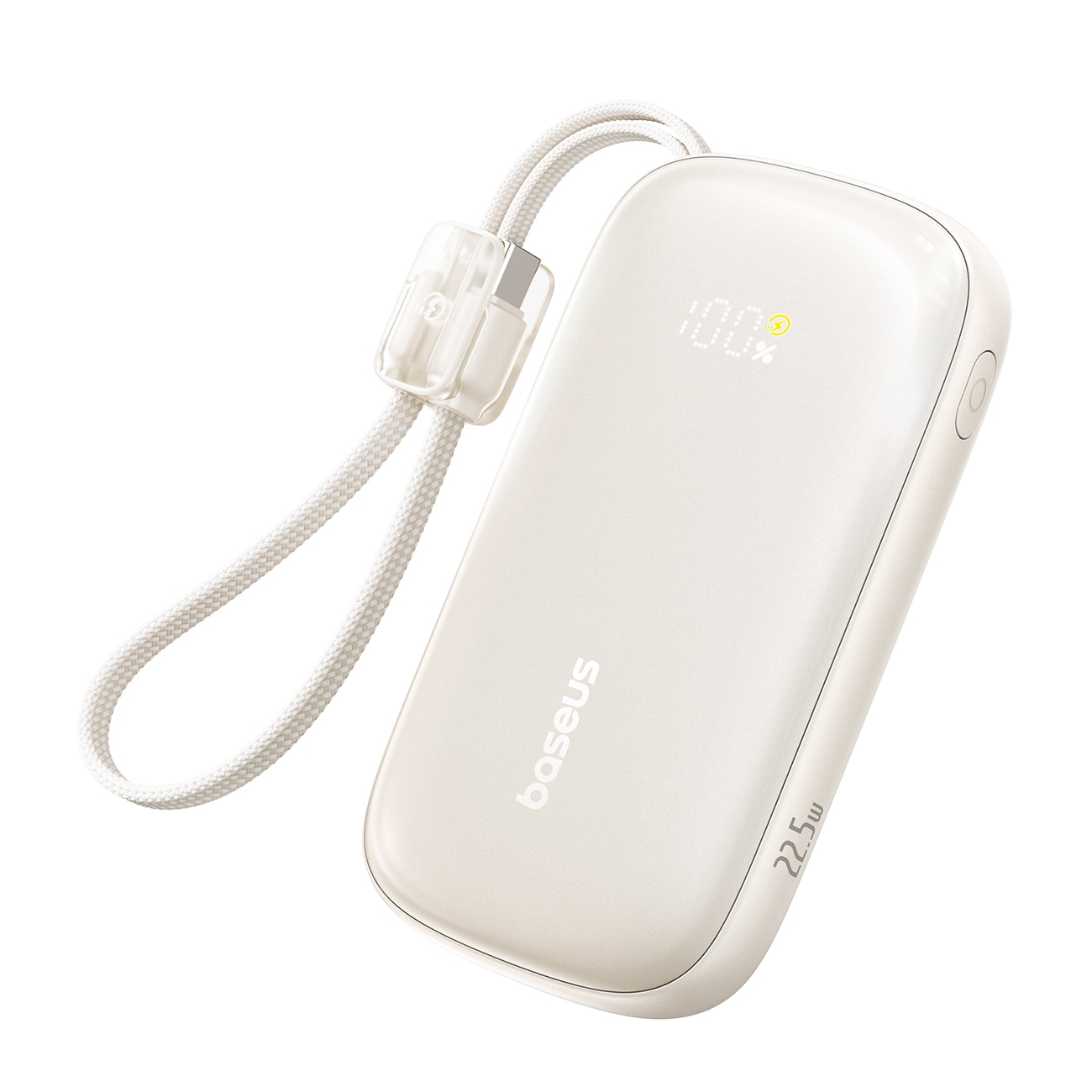 Baseus EnerFill FC21 Qpow 3 Ultra 10000mAh 22,5W powerbank med integrerad kabelrem – beige