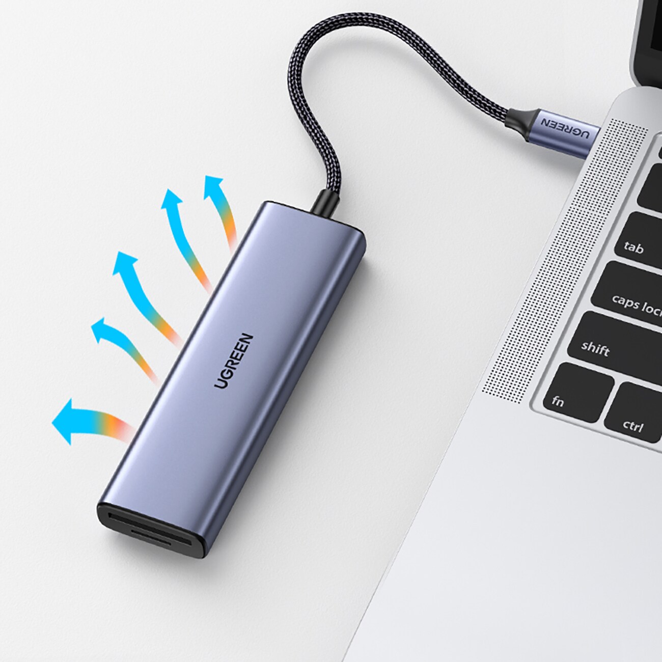 HUB Ugreen CM511 20956A 6-i-1 USB-C – HDMI / 3x USB-A 3.0 / SD/TF-kortläsare – grå