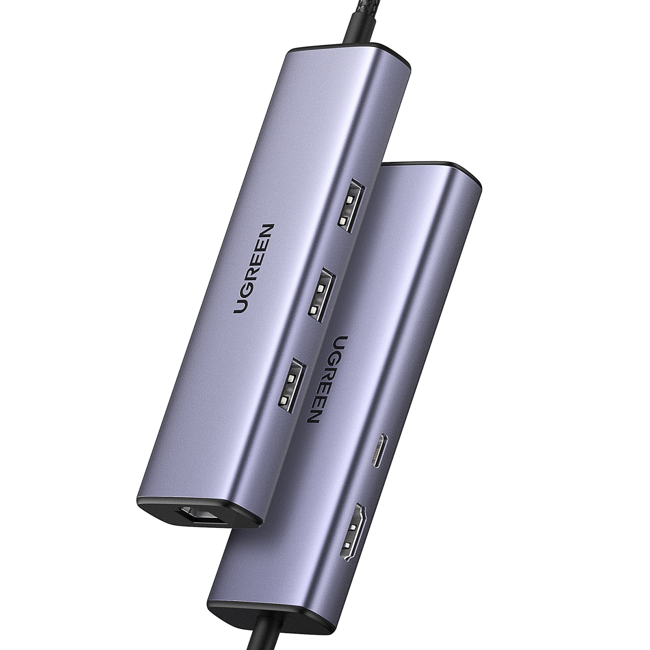 HUB Ugreen CM512 15598 6-i-1 USB-C – 3x USB-A 3.0 / HDMI / RJ45 / USB-C PD – grå