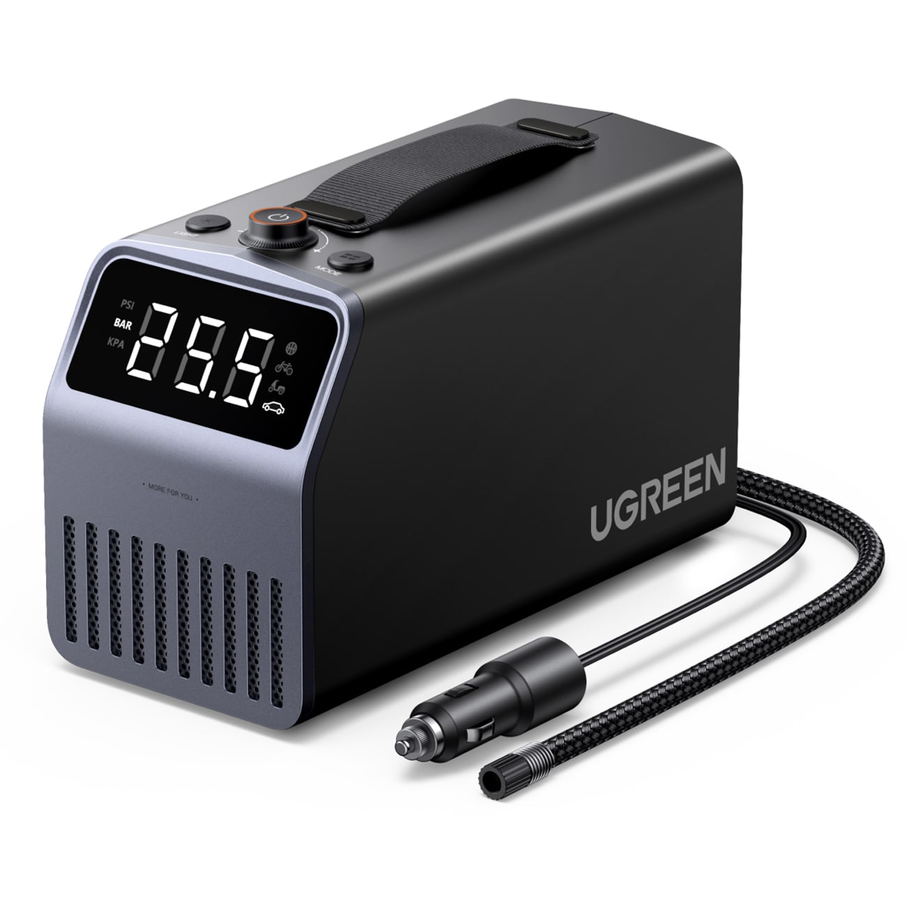 Ugreen 150 PSI 12V däckpump för elbilar med digital display – grå