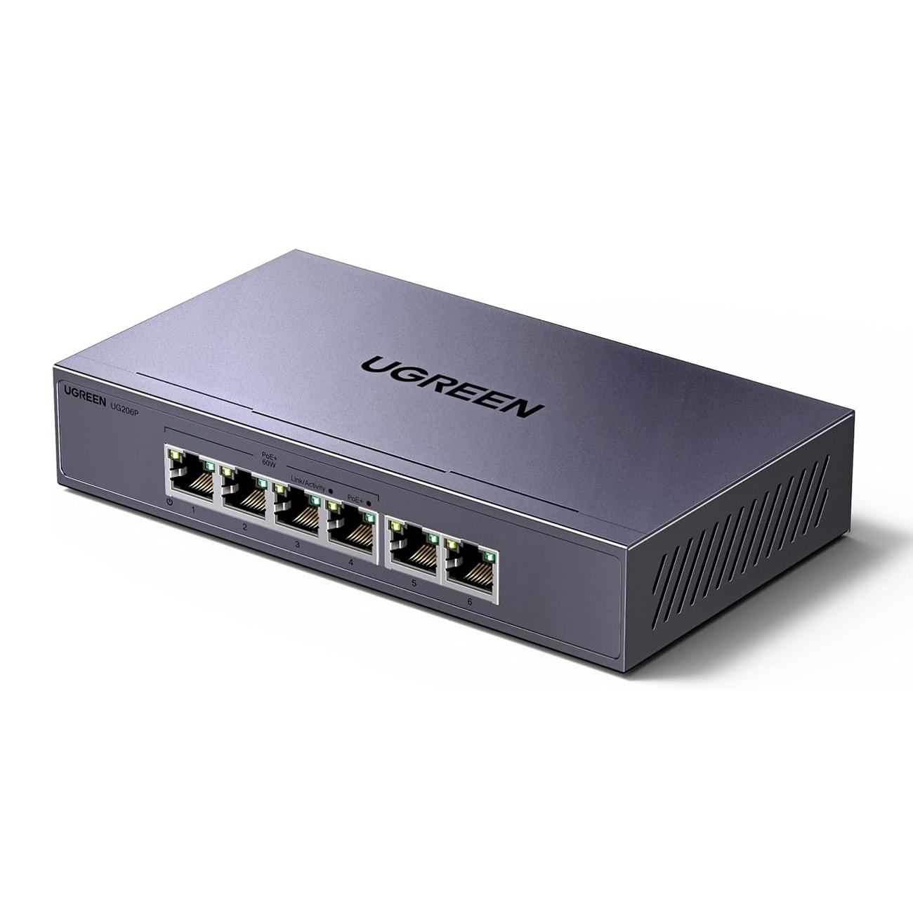 Ugreen 6-portars 1 Gb/s Ethernet-switch med PoE – grå