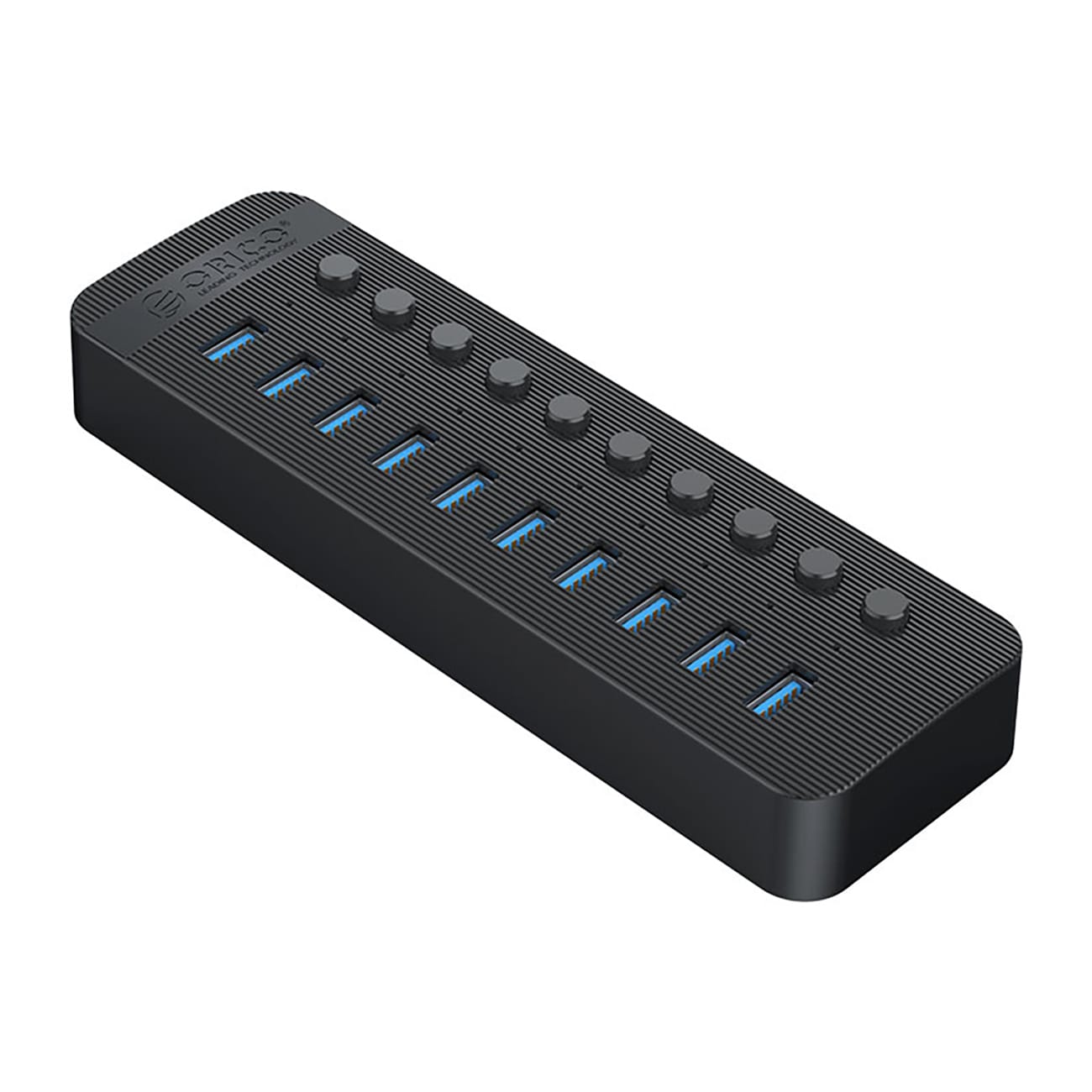 Orico CT2U3-10AB 10-portars USB-A 3.0-hubb med strömbrytare – svart